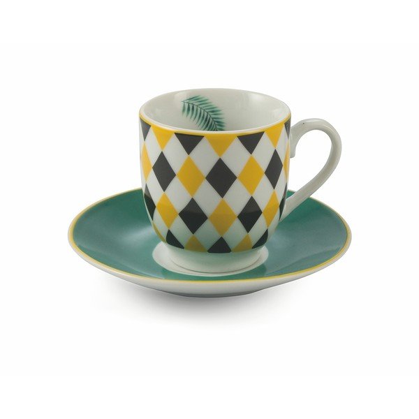 Zestaw 6 porcelanowych filiżanek ze spodkiem VDE Tivoli 1996 Mykonos Urban Jungle-image-2