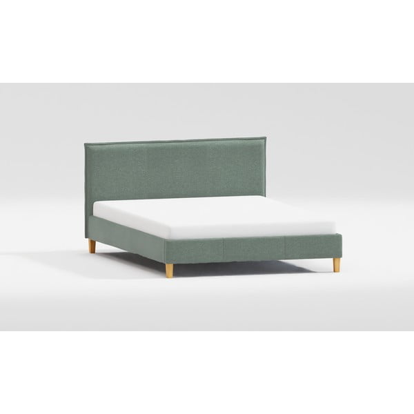 Zielone tapicerowane łóżko dwuosobowe ze stelażem 160x200 cm Tina – Ropez-image-3