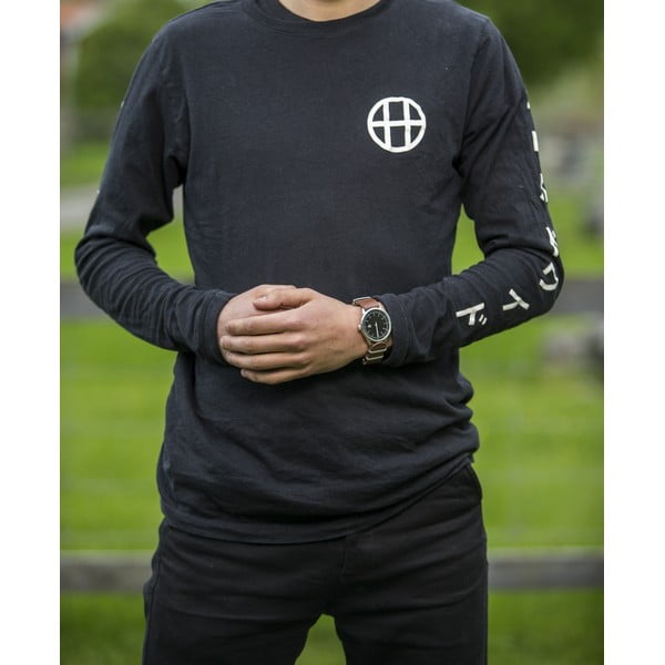 Zegarek z brązowym paskiem i czarnym cyferblatem CHPO Harold-image-1