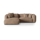 Jasnobrązowy aksamitny narożnik modułowy (lewostronny/z szezlongiem) Martina – Micadoni 