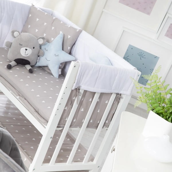 Biała kołyska ze schowkiem i baldachimem 90x45 cm Indibär – Roba-image-4