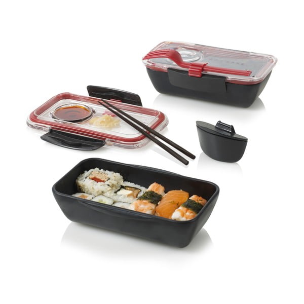 Czarno-czerwony pojemnik obiadowy Black + Blum Bento, 500 ml