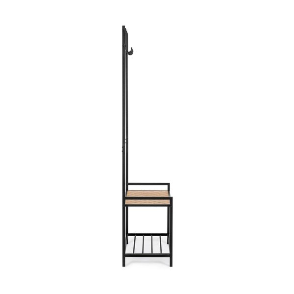 Czarny/w naturalnym kolorze metalowy wieszak ścienny z półką 64,5 cm Haldor – Yes Everyday-image-3