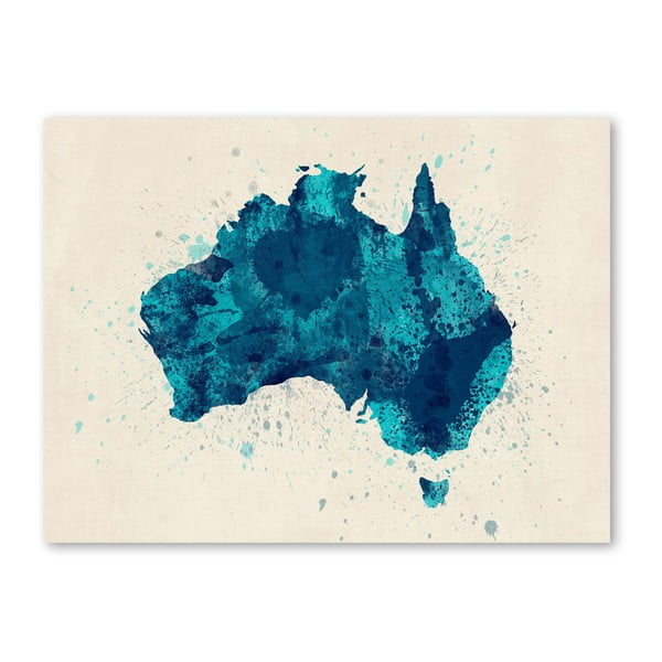 Plakat z niebieską mapą Australii Americanflat Splash, 60x42 cm