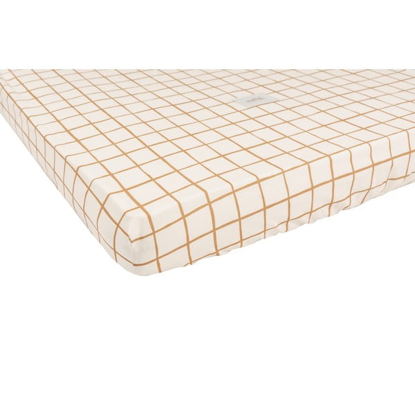 Bawełniane dziecięce prześcieradło z gumką do łóżeczka 80x160 cm Camel Check – Malomi Kids