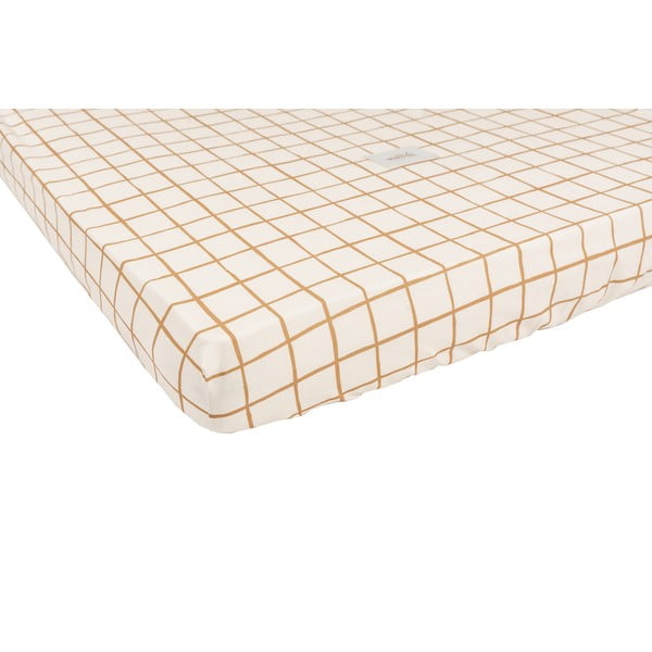 Bawełniane dziecięce prześcieradło z gumką do łóżeczka 60x120 cm Camel Check – Malomi Kids