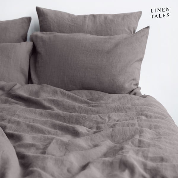 Ciemnoszara lniana pościel jednoosobowa 140x200 cm – Linen Tales-image-2