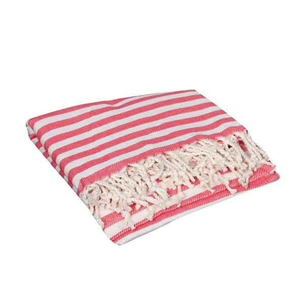 Czerwony ręcznik hammam Akasya Red, 90x190 cm