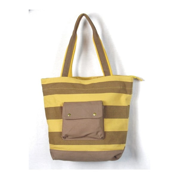 Żółto-brązowa torba tekstylna s kapsou Sorela Bee