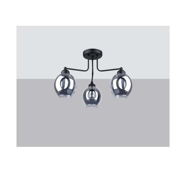 Czarna lampa sufitowa ze szklanym kloszem 54x54 cm Garten – Sollux-image-2