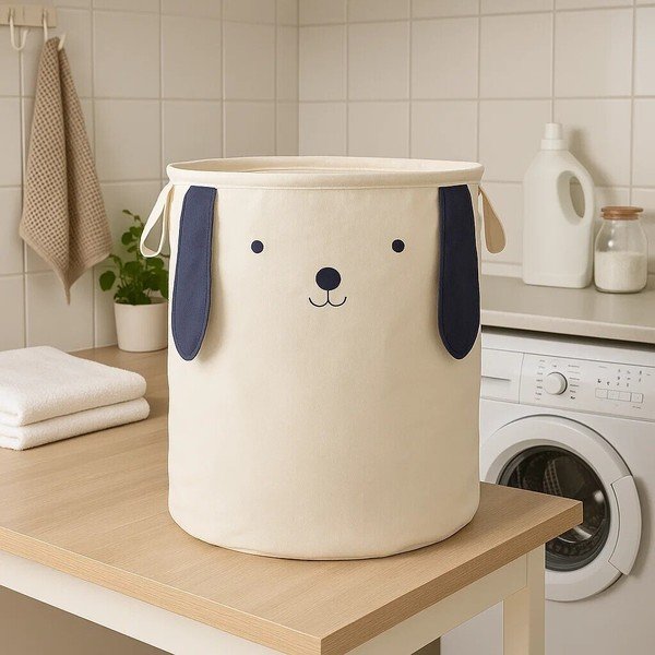 Biały tekstylny dziecięcy kosz na zabawki ø 39x48 cm Mimo Dog Face – Premier Housewares-image-1