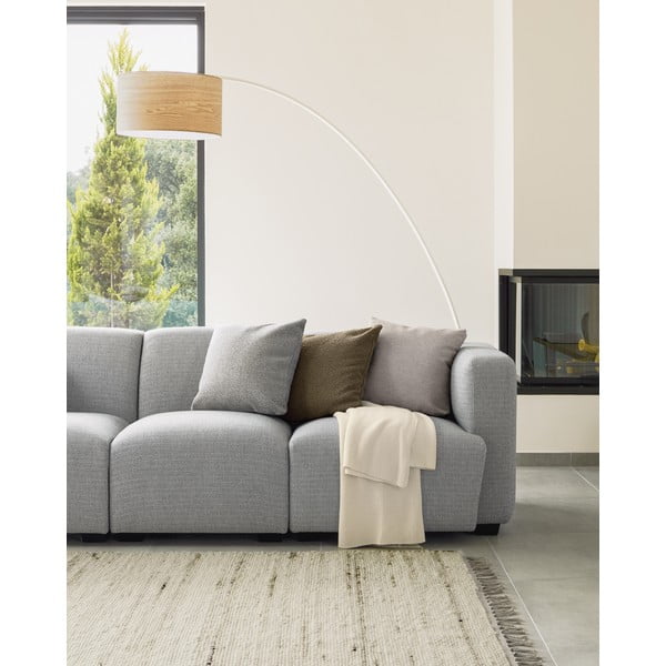 Biała/w naturalnym kolorze lampa stojąca z drewnianym kloszem (wysokość 210 cm) Juhe Ash – Kave Home-image-2