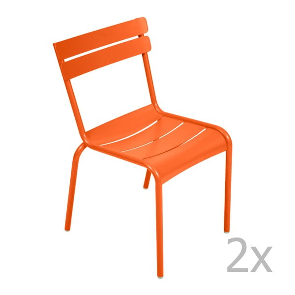 Zestaw 2 pomarańczowych krzeseł Fermob Luxembourg