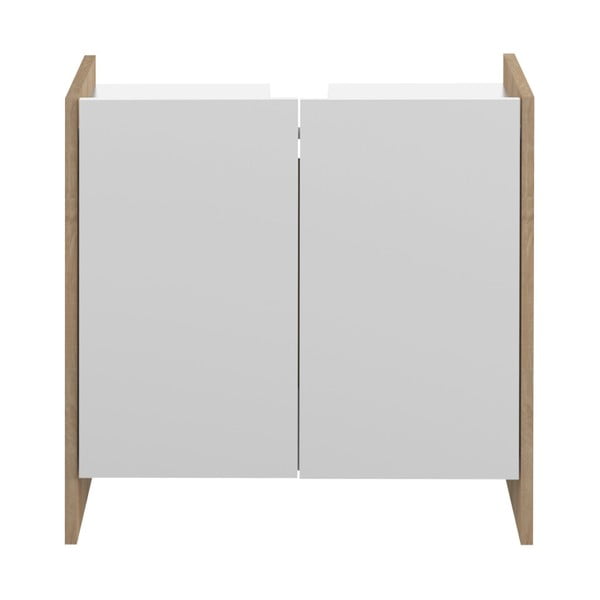 Biała szafka łazienkowa z brązowym korpusem TemaHome Biarritz, wys. 59,2 cm