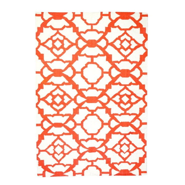 Dywan wełniany Geometry Chara Orange & White, 160x230 cm