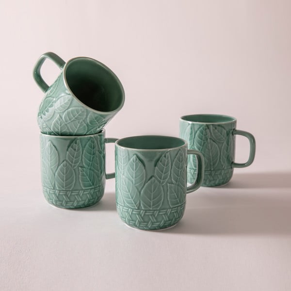 Turkusowe porcelanowe kubki zestaw 4 szt. 400 ml Heath Jade – Ladelle-image-3