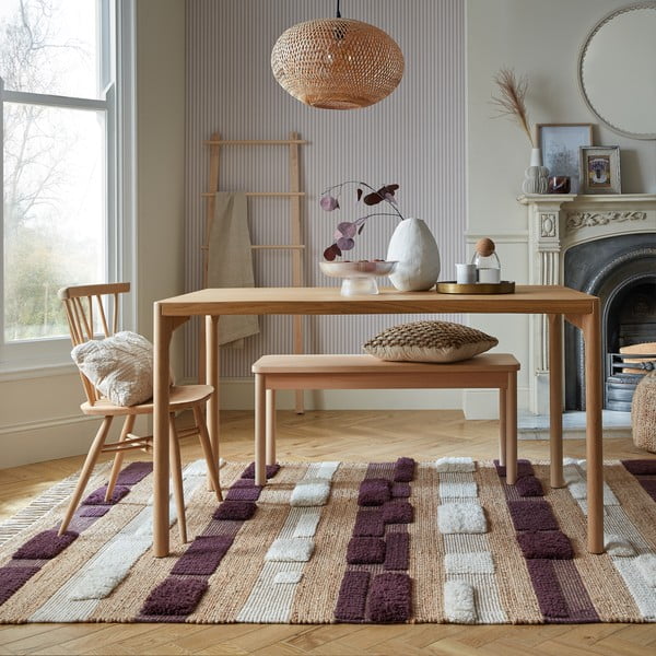 Fioletowo-naturalny dywan z mieszanki juty tkany ręcznie 160x230 cm Medina Blocks – Flair Rugs-image-1