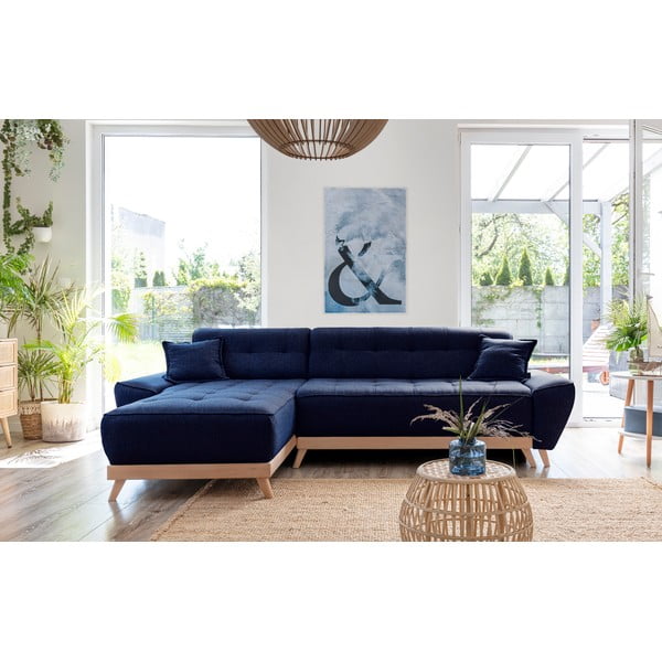 Granatowy rozkładany narożnik wielofunkcyjny Miuform Dazzling Daisy-image-1