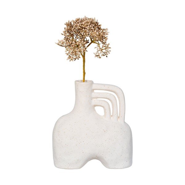 Kremowy ceramiczny wazon (wysokość 19,5 cm) – House Nordic-image-3