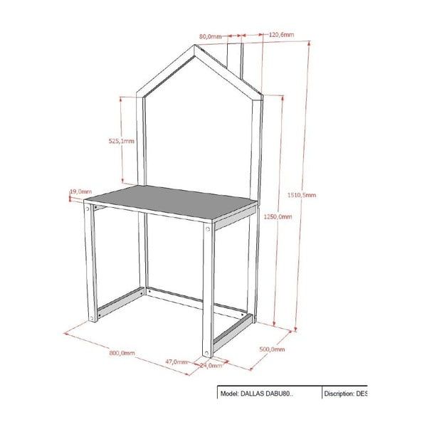 Biurko dziecięce z litego drewna sosnowego 50x80.5 cm DALLAS – Vipack-image-2