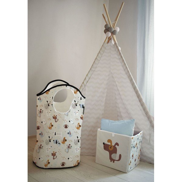 Beżowy tekstylny dziecięcy kosz na zabawki 57x26x70 cm Woof Woof – Butter Kings-image-1