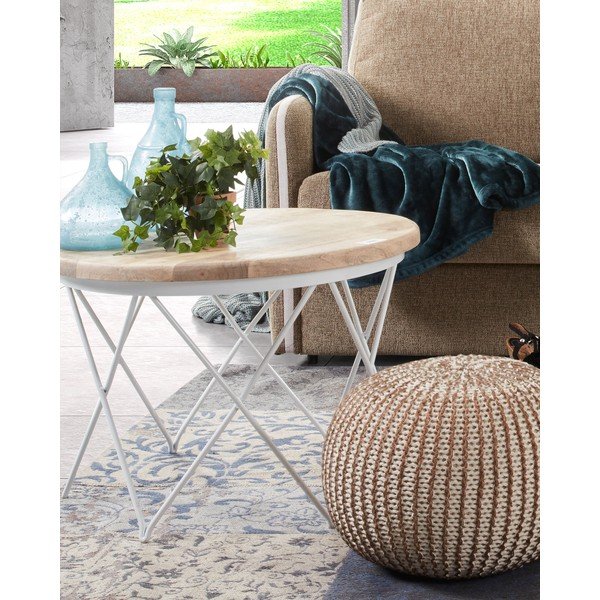 Brązowo-biały puf Kave Home Shore-image-2