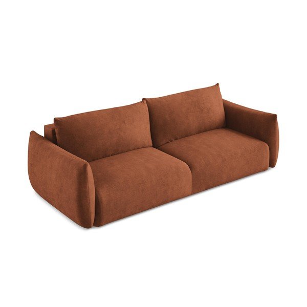Rozkładana sofa z tkaniny szenilowej w kolorze terakoty 230 cm Leila – Makamii-image-3