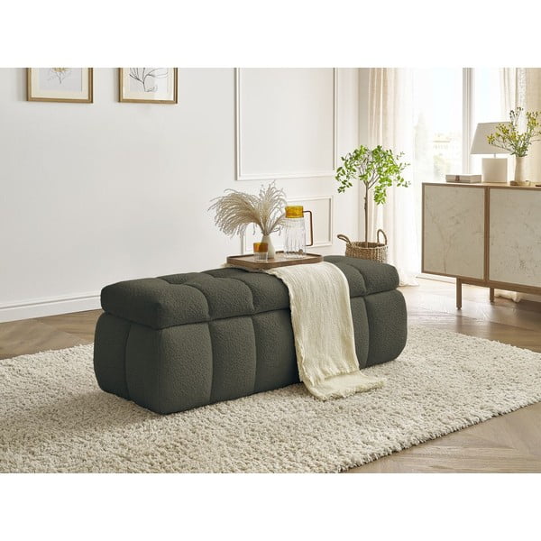 Zielona  ławka z materiału bouclé Mont Blanc – Bobochic Paris-image-1