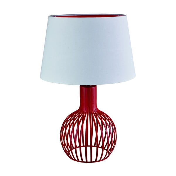 Lampa stołowa Searchlight Cage, biała/czerwona