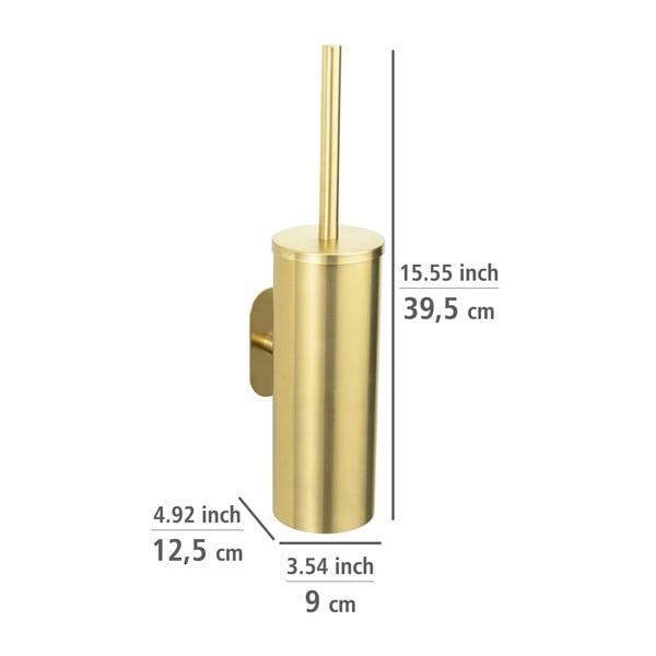 Złota samoprzylepna szczotka do WC ze stali nierdzewnej Orea Gold – Wenko-image-2