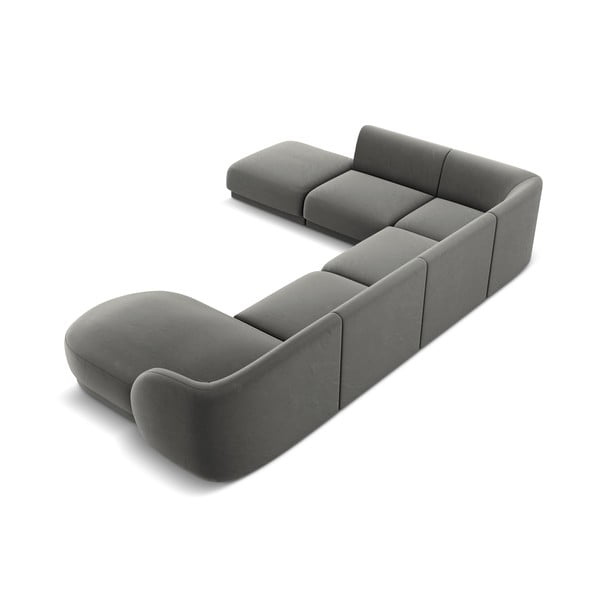 Szary aksamitny narożnik (lewostronny) Miley − Micadoni Home-image-4