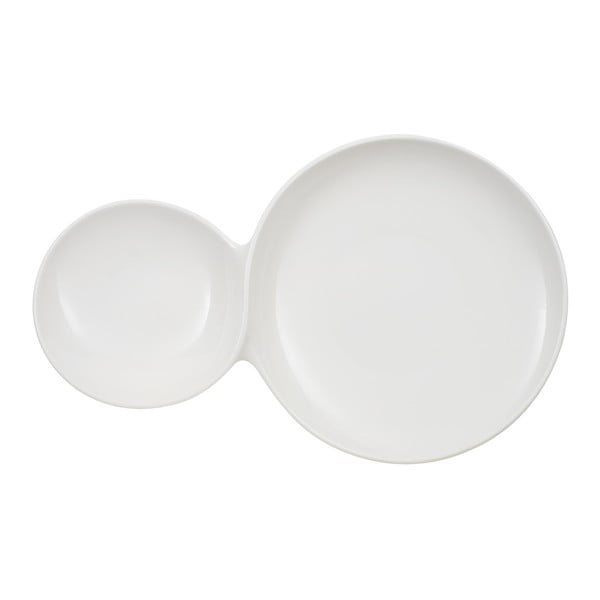 Biały podwójny porcelanowy talerz Villeroy & Boch Flow, 47x29 cm