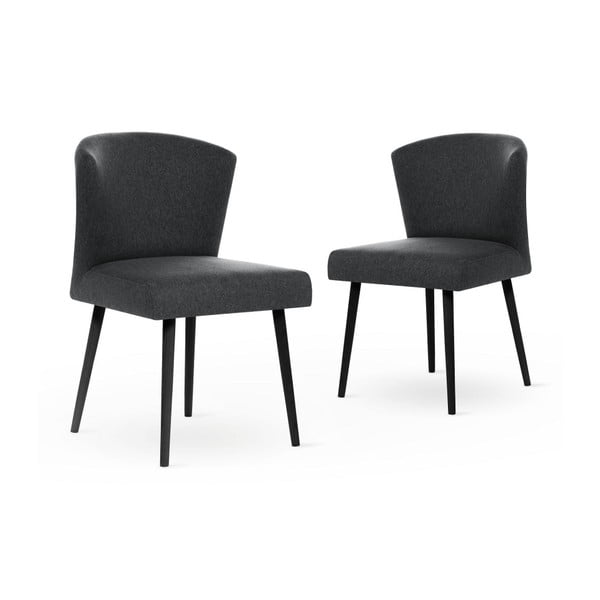 Zestaw 2 ciemnoszarych krzeseł z czarnymi nogami My Pop Design Richter