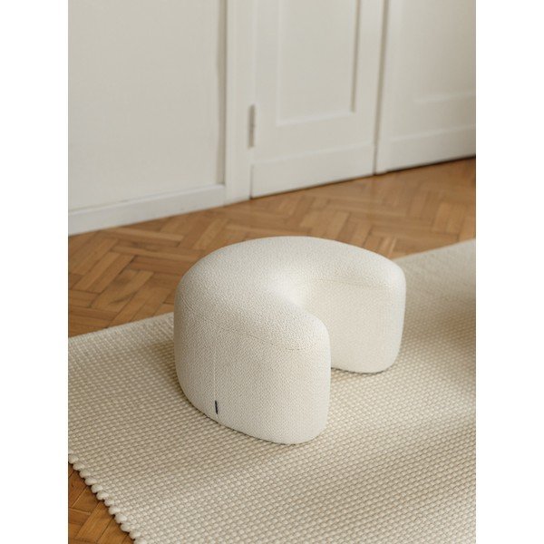 Beżowy puf z materiału bouclé Ü – noo.ma-image-3