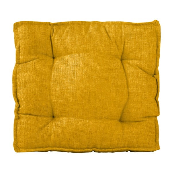 Poduszka na krzesło z domieszką lnu Linen Couture Square Mustard, 37x37 cm