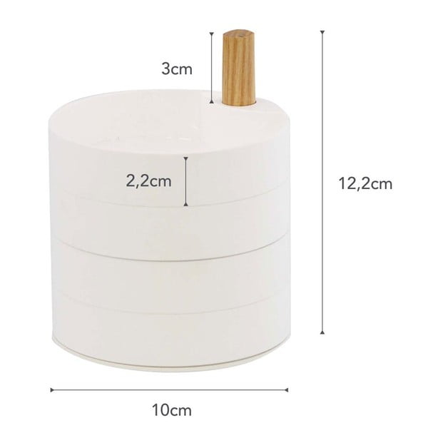 Biała szkatułka z detalem z bukowego drewna YAMAZAKI Tosca-image-3