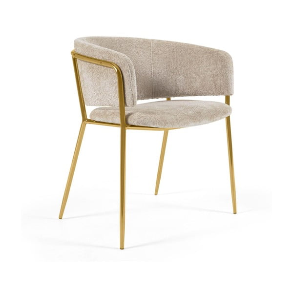 Krzesła w beżowo-złotym kolorze zestaw 2 szt. Runnie – Kave Home