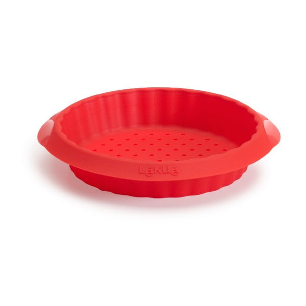 Czerwona silikonowa forma do tarty z kruchego ciasta Lékué Crunchy, ⌀ 12 cm