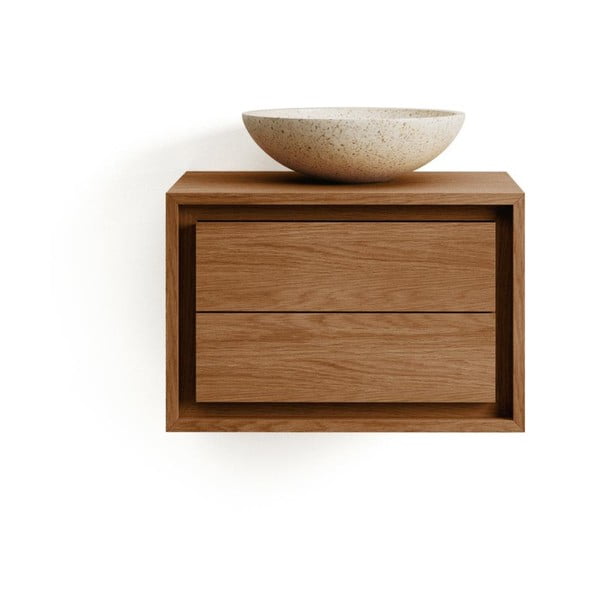 Brązowa wisząca szafka pod umywalkę z litego drewna tekowego 60x40 cm Kenta – Kave Home-image-2