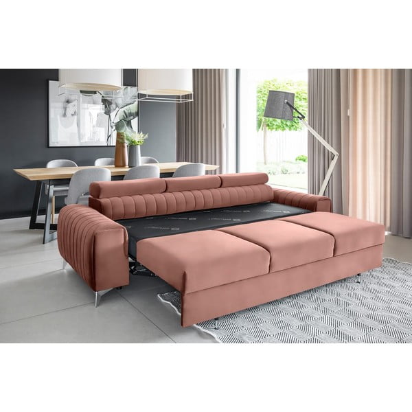 Różowa aksamitna rozkładana sofa 261 cm Laurence – ELTAP-image-4