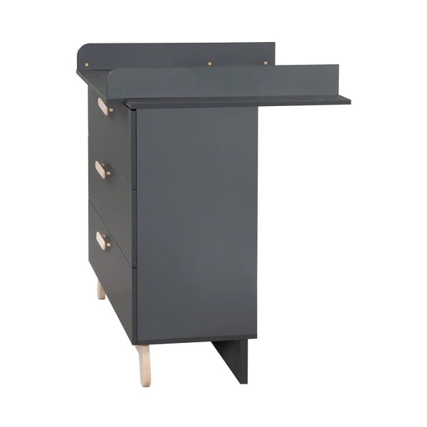 Antracytowa niska komoda dziecięca z przewijakiem 117x103 cm Jara – Roba-image-2