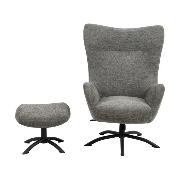 Antracytowy fotel uszak z podnóżkiem Actona Talgarth-image-2