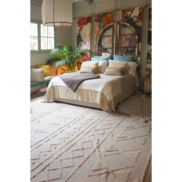 Biały bawełniany dywan tkany ręcznie odpowiedni do prania 170x240 cm Tribu Natural – Lorena Canals-image-1