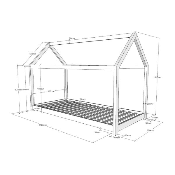 Białe łóżko dziecięce w kształcie domku Vipack Cabane, 90 x 200 cm-image-3