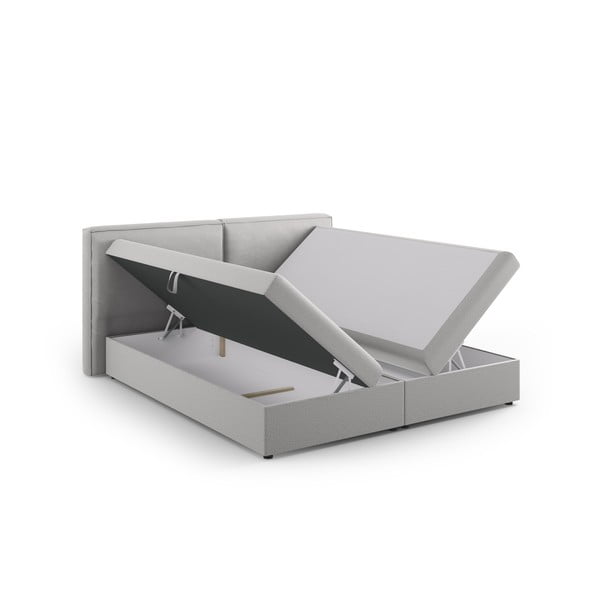 Jasnoszare łóżko boxspring ze schowkiem 180x200 cm Arendal – Cosmopolitan Design-image-3