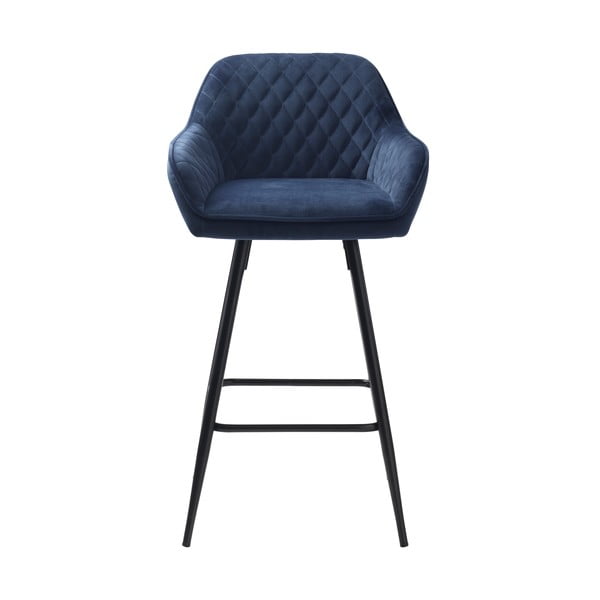 Niebieski aksamitny hoker (wysokość siedziska 67 cm) Milton – Unique Furniture-image-1