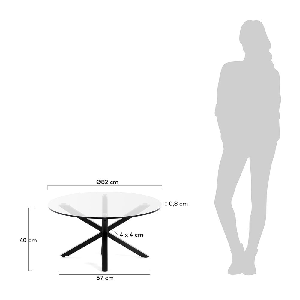 Czarny okrągły stolik ze szklanym blatem ø 82 cm Argo – Kave Home (zdjęcie 6)