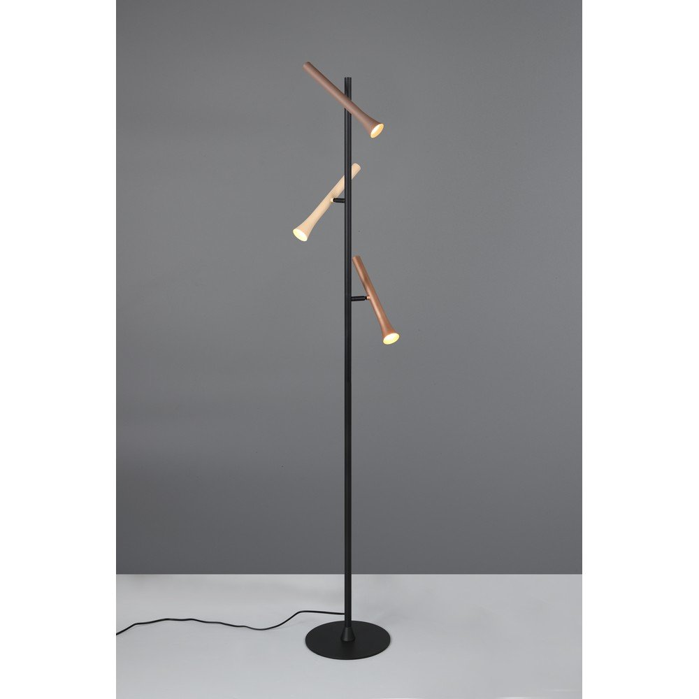 Czarna lampa stojąca LED z metalowym kloszem (wysokość 150 cm) Fiato – Trio (zdjęcie 3)