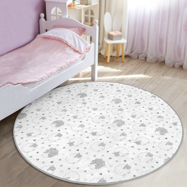 Biało-jasnoszary dywan dziecięcy ø 80 cm Comfort – Mila Home-image-1