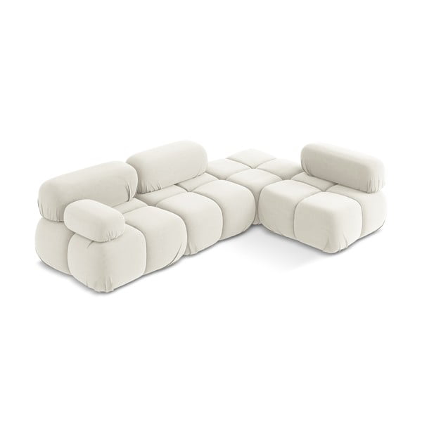 Biały aksamitny narożnik modułowy (prawostronny) Lokua – Makamii-image-2